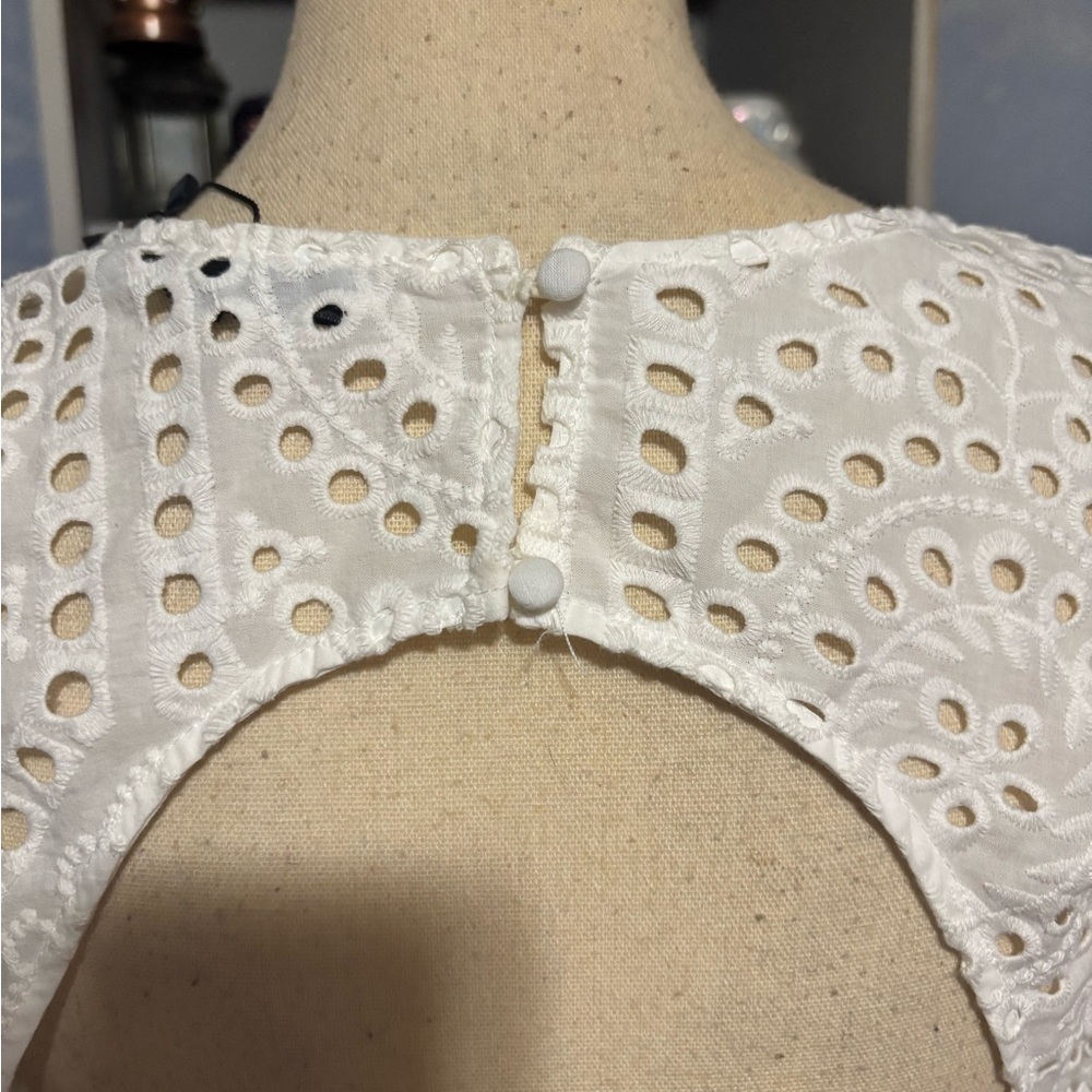 Dynamite White Eyelet Puff Sleeve Open Back Mini Dress NWT Size Small - Picture 8 of 14
